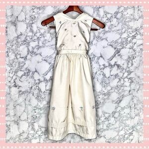 Perfectly Dressed 90s Ivory White Floral Embroidered Sleeveless Dress Girls 12